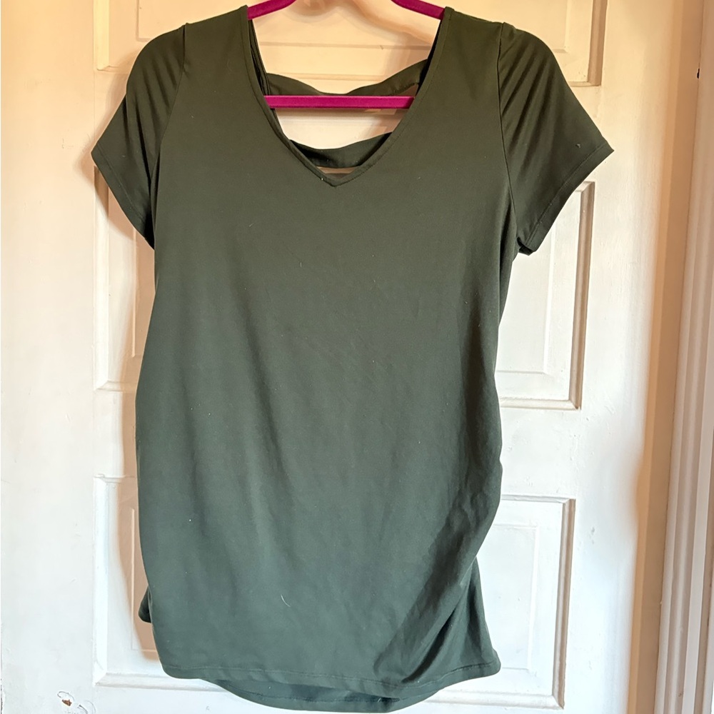 Green Cut Out Back Short Sleeve T-Shirt